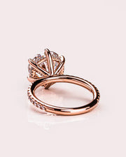 Round Cut Moissanite Engagement Ring Vintage Art Deco Bridal Solitaire in Gold Mapple Gems